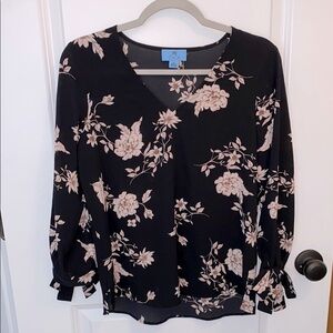 Cece Floral Black Blouse